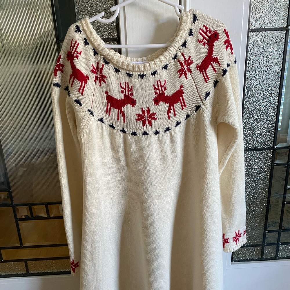 Hanna Andersson dear deer sweater dress. VGUC